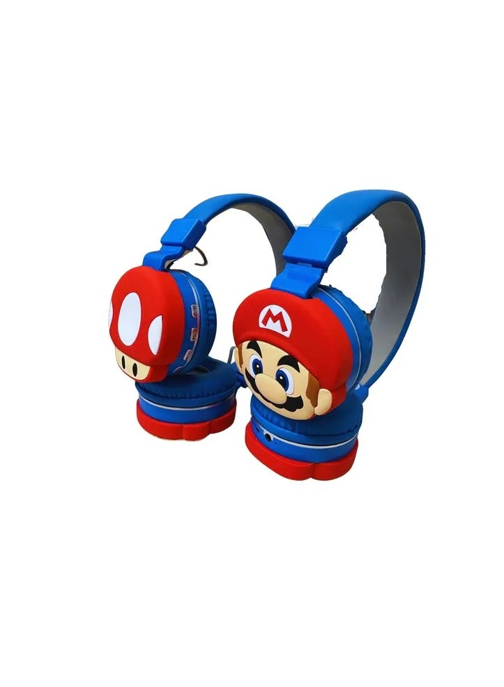 Super Mario Wireless Bluetooth Headphones for Kids - High-Resolution Sound, 400mAh Battery, 18 Hours of Playtime, Built-in Microphone, Volume Control, 3.5mm Jack, 40mm Driver, Blue and Red - Image 4