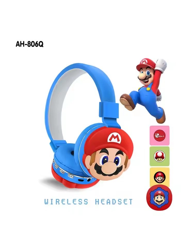 Super Mario Wireless Bluetooth Headphones for Kids - High-Resolution Sound, 400mAh Battery, 18 Hours of Playtime, Built-in Microphone, Volume Control, 3.5mm Jack, 40mm Driver, Blue and Red - Image 5
