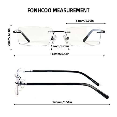 FONHCOO نظارات فونيكو لحجب الضوء الأزرق، مضادة للأشعة الزرقاء، خفيفة الوزن، بدون إطار، مستطيلة، لنظارات الكمبيوتر والألعاب، مضادة للتوهج، مضادة للإرهاق (زرقاء) - Image 4