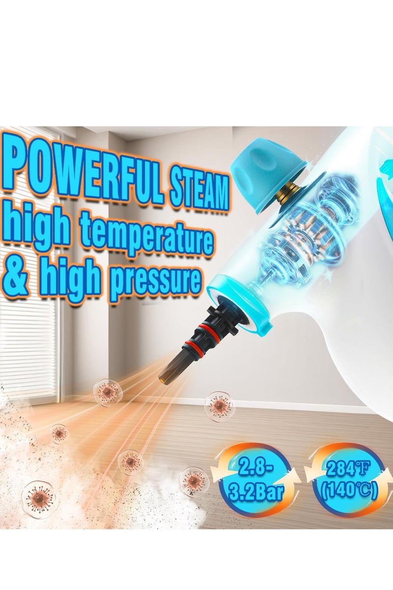 Arabest Handheld Steam Cleaner, Multipurpose Portable Pressurized Steamer with11 PCS Accessories and Safety Lock,Fast Heating,9.8FT Cord,1050W Steam Cleaner for Carpet, Couch, Clothes, Mattress, Car Seats, Kitchen, Floor Cleaning Blue/White - Image 2