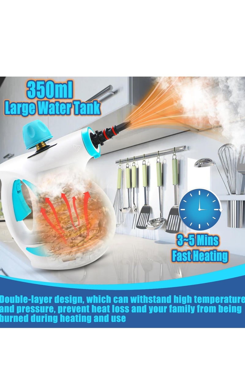 Arabest Handheld Steam Cleaner, Multipurpose Portable Pressurized Steamer with11 PCS Accessories and Safety Lock,Fast Heating,9.8FT Cord,1050W Steam Cleaner for Carpet, Couch, Clothes, Mattress, Car Seats, Kitchen, Floor Cleaning Blue/White - Image 3