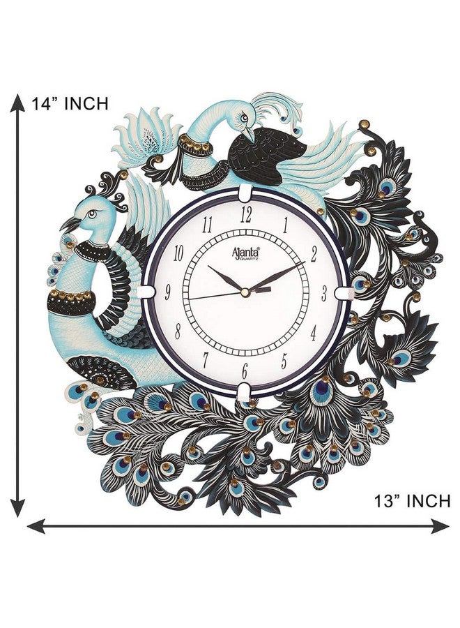 CIRCADIAN Ajanta Desginer Wooden Ethnic Handpainted Wall Clock for Home Living Room Office (13inch*13inch) - Image 2