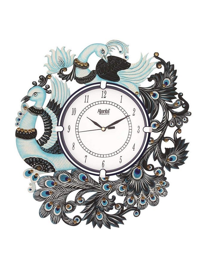 CIRCADIAN Ajanta Desginer Wooden Ethnic Handpainted Wall Clock for Home Living Room Office (13inch*13inch) - Image 1