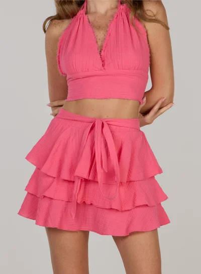 Just Nature Ruffled Bow-Tie Mini Skirt