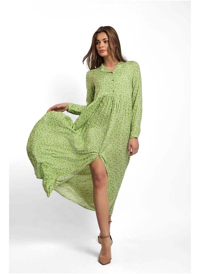 Premoda - Fancy V-Neck Shirt Dress With Short Sleeves - Image 1