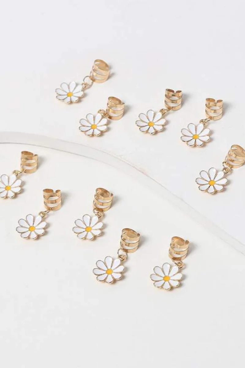 Bahels Gold Bohema Daisy Hair Earring Clasp Set 5 Pieces
