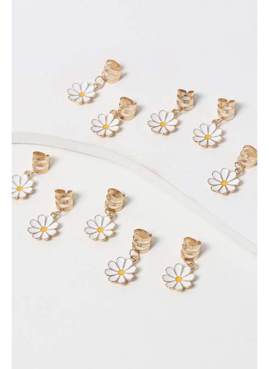 Bahels - Gold Bohema Daisy Hair Earring Clasp Set 5 Pieces - Image 1