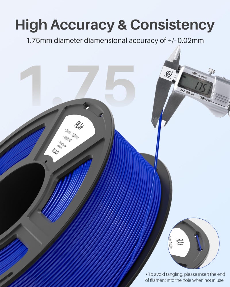 ELEGOO PLA+ Filament 1.75mm White 1KG, High Toughness PLA Plus 3D Printer Filament Dimensional Accuracy +/- 0.02mm, 1kg Spool(2.2lbs) Fits for Most FDM 3D Printers - Image 3