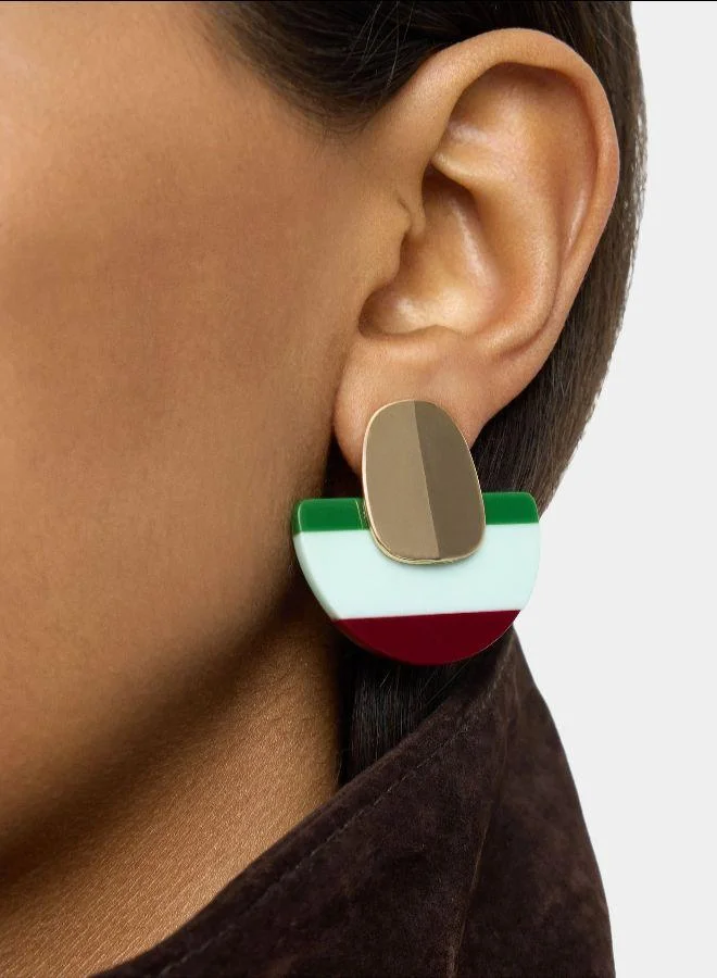 بارفوا أقراط نصف دائرة مع خطوط