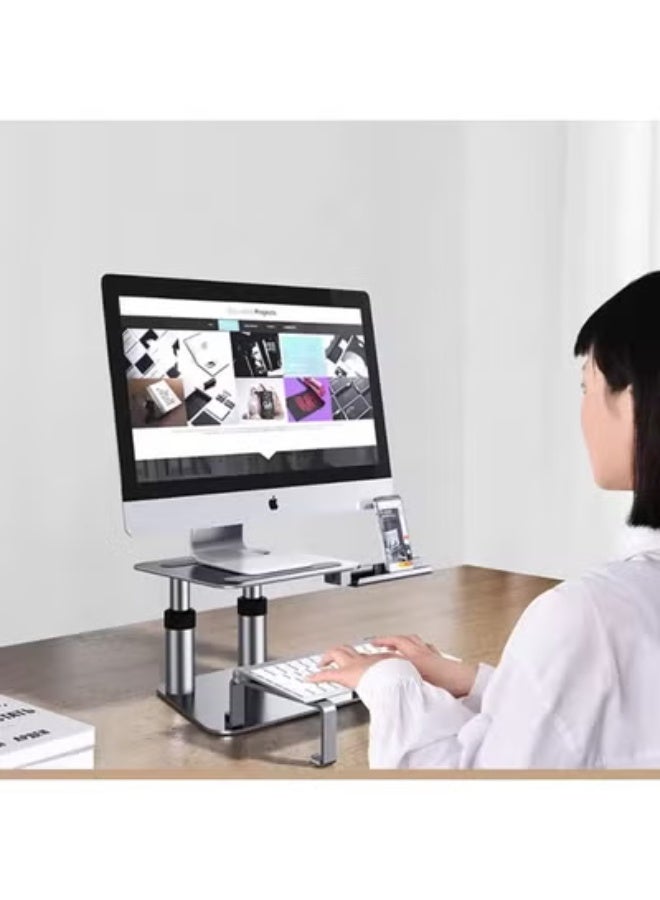 JAJEEK Dual Monitor Arm Stand – Height Adjustable Retractable Desk Mount with Laptop Riser & Keyboard Support – Ergonomic Computer Monitor Stand for Home & Office Workstations - Image 5