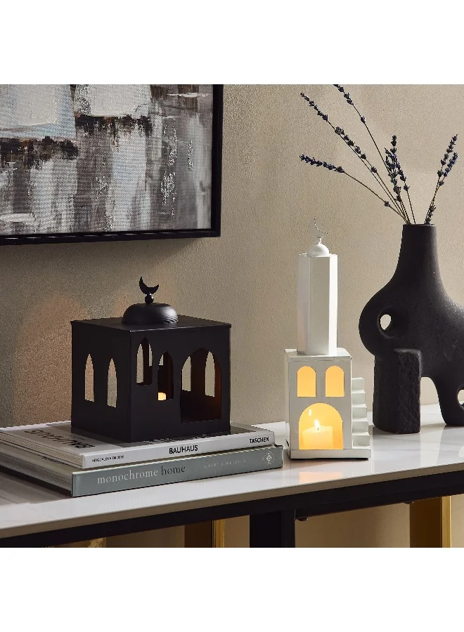 Home Box Scaft Metal House Shape Tealight Holder - 10x8x28.5 cm