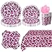 JU XIN Leopard Print Party Tableware Cheetah Print Party Decorations Jungle Animal theme Decorations Baby Shower Safari Animal Leopard Themed Birthday Party Decor Supplies Pink - Image 4