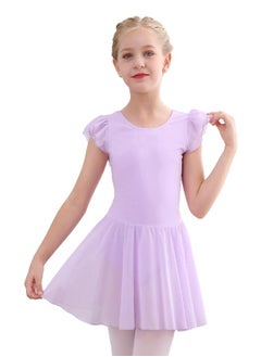 Stelle Stelle Girls Ballet Leotards Dance Dress Skirted Toddler Ballet Outfit Ruffle Sleeve (Toddler/Little Girl/Big Girl)(Light Purple(Ruffle Sleeve), 5T)  - Image 1