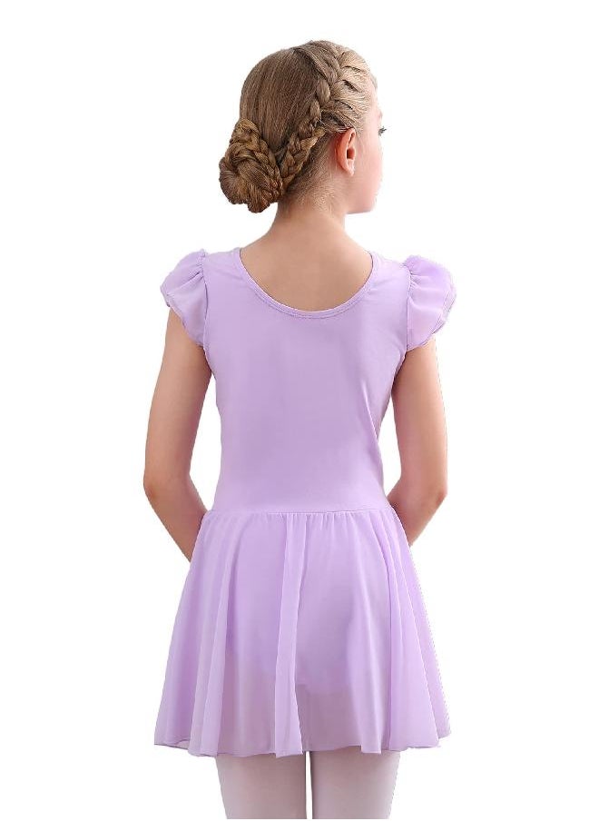 Stelle Stelle Girls Ballet Leotards Dance Dress Skirted Toddler Ballet Outfit Ruffle Sleeve (Toddler/Little Girl/Big Girl)(Light Purple(Ruffle Sleeve), 5T)  - Image 2