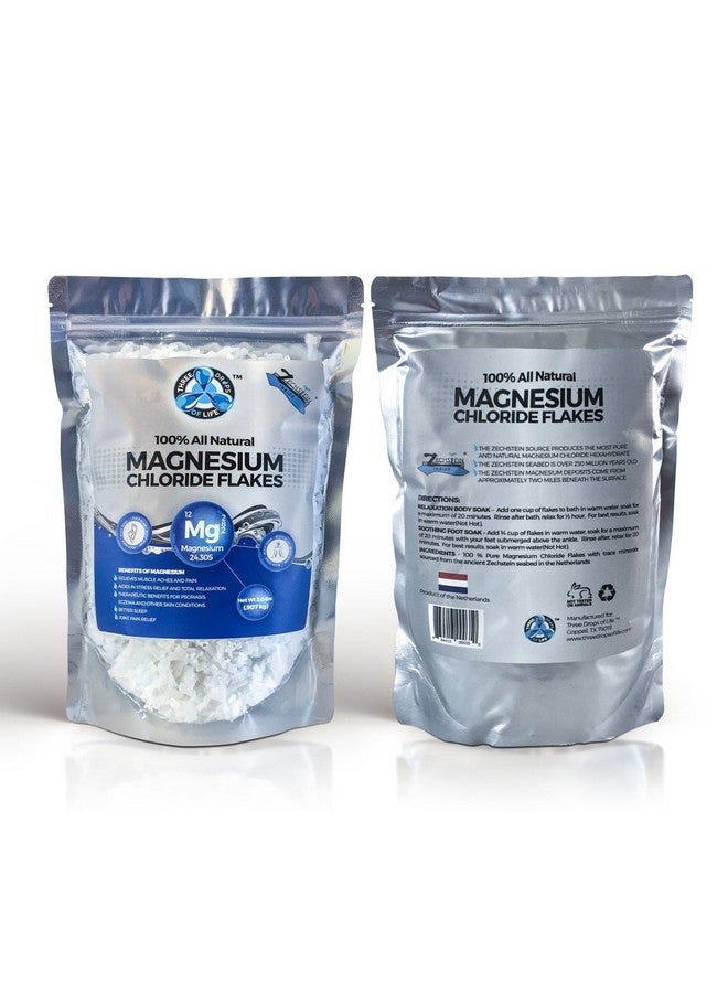 ثري دروبس أوف لايف رقائق كلوريد المغنيسيوم الطبيعية بالكامل، بديل لملح إبسوم للاستحمام، امتصاص سريع وفعال من أجل الصحة والاسترخاء، فوائد صحية عديدة لنقع القدمين - كيس كبير بوزن 2 رطل (عبوة من قطعتين) - Image 3