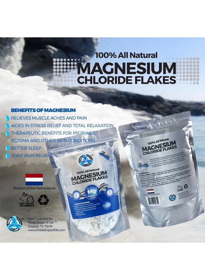 ثري دروبس أوف لايف رقائق كلوريد المغنيسيوم الطبيعية بالكامل، بديل لملح إبسوم للاستحمام، امتصاص سريع وفعال من أجل الصحة والاسترخاء، فوائد صحية عديدة لنقع القدمين - كيس كبير بوزن 2 رطل (عبوة من قطعتين) - Image 2