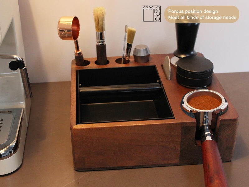 DELERKE Espresso tamping station knock box,tamper station,Espresso station fit for storage 51-58mm tamper,distributor,portafilter,puck screen accessories,9 in 1 espresso knock box and tamper station - Image 3