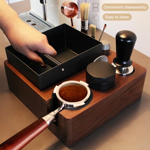 DELERKE Espresso tamping station knock box,tamper station,Espresso station fit for storage 51-58mm tamper,distributor,portafilter,puck screen accessories,9 in 1 espresso knock box and tamper station - Image 4