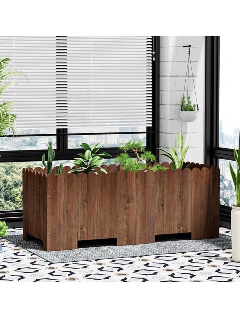 𝐅𝐅𝐃 Wooden Raised Garden Bed Planter Box – Large Outdoor Elevated Planter for Vegetables, Herbs, Flowers – Solid Fir Wood, with Drainage Gaps – Rustic Planting Container for Patio, Yard, Balcony, Greenhouse - Image 4