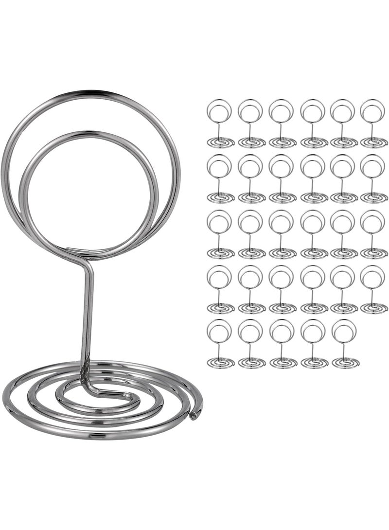 30 Pcs Table Number Holders, 5 cm Place Card Holder, Photo Holders for Tables, Cards Stand Name Menu Clips, Table Sign Holders for Wedding Anniversary Birthday Party, Silver - Image 1