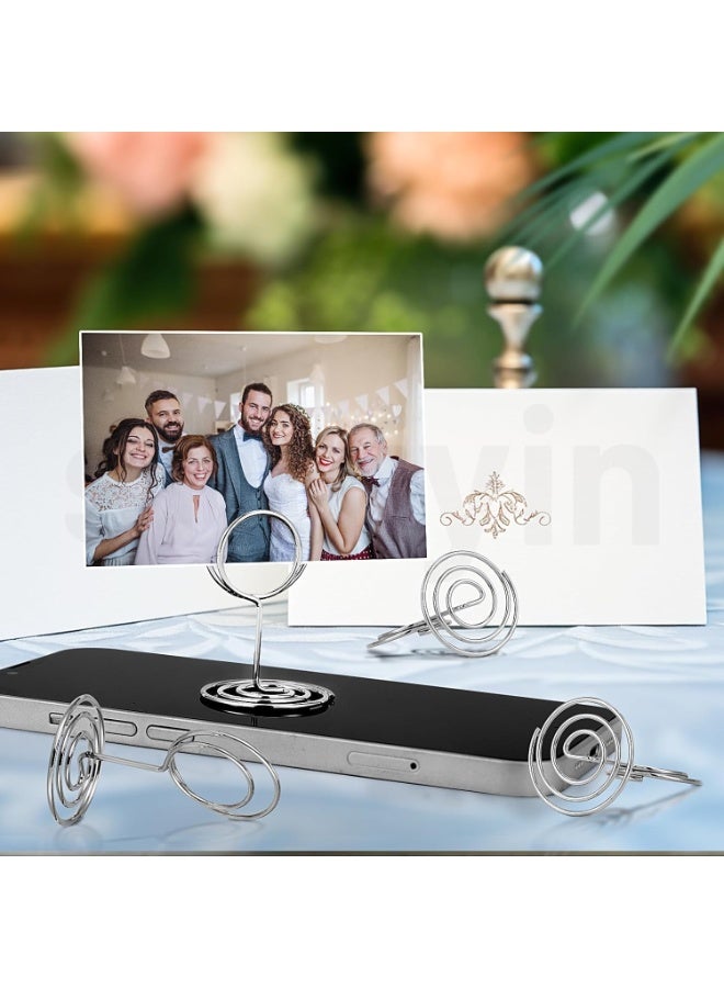 30 Pcs Table Number Holders, 5 cm Place Card Holder, Photo Holders for Tables, Cards Stand Name Menu Clips, Table Sign Holders for Wedding Anniversary Birthday Party, Silver - Image 5