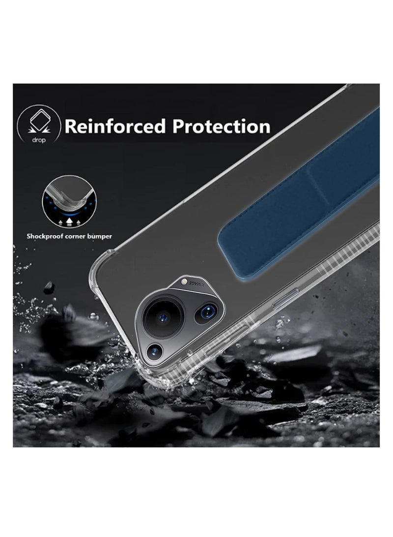 Wtech TPU Hand Grip Air Pillow Case Cover For Huawei Pura 70 Ultra 5G 2024 Clear/Navy Blue - Image 4