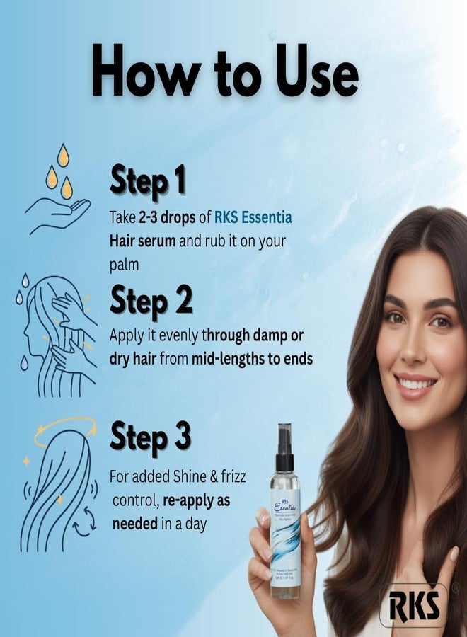 RKS Essentia Anti Frizz Hair Serum with Red Onion Oil & Flaxseed Oil | Hydrating Leave-In Serum for Smooth, Shiny & Frizz-Free Hair | Repairs Split Ends, Adds Gloss | For Men & Women, All Hair Types (100 ml) - Image 2