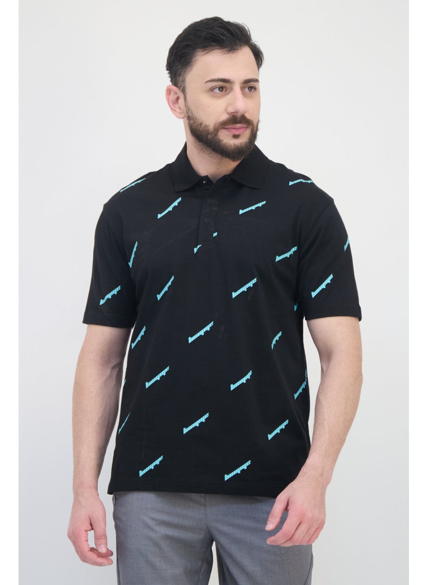 Selected Homme Men Regular Fit Short Sleeves Allover Print Polo Shirt, Multicolor  - Image 1