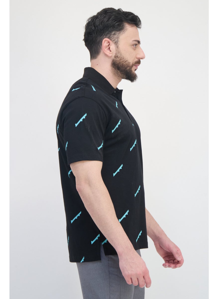 Selected Homme Men Regular Fit Short Sleeves Allover Print Polo Shirt, Multicolor  - Image 2