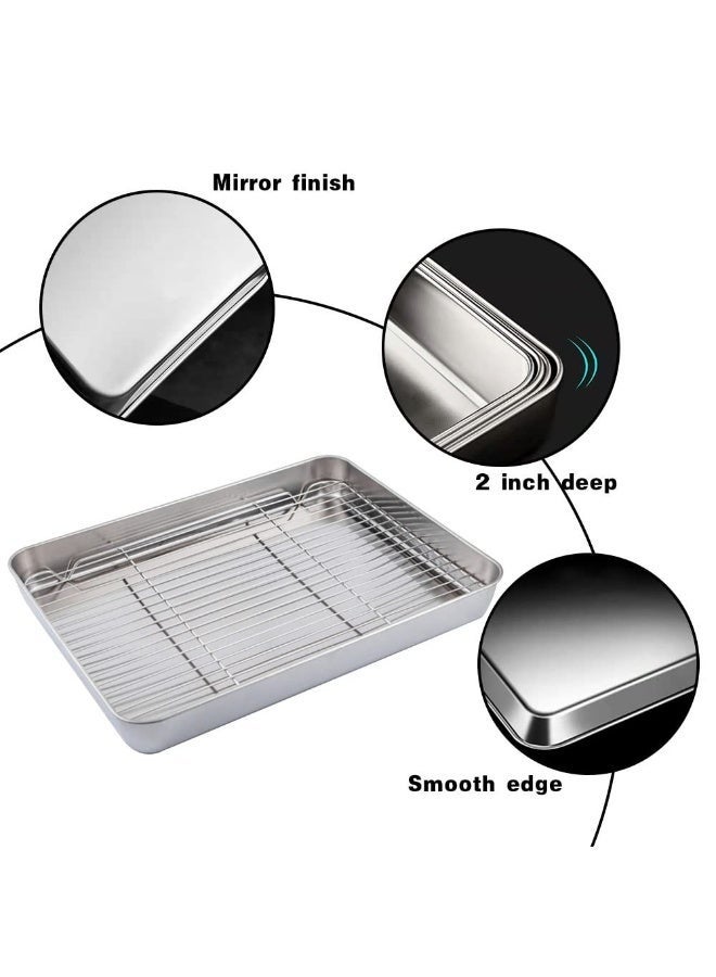 Arabest Stainless Steel Baking Sheet With Rack, Cookie Sheets and Non-stick Cooling Rack, Food Grade Material Baking Pan Tray For Oven, Extra Rectangle Size Baking sheet, Warp Resistant & Non Toxic - Image 5