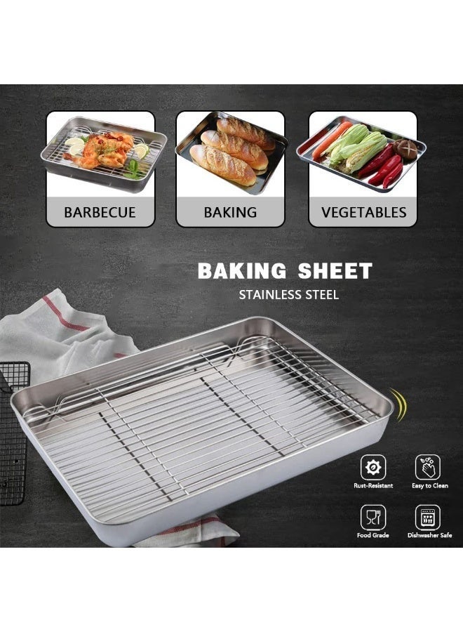 Arabest Stainless Steel Baking Sheet With Rack, Cookie Sheets and Non-stick Cooling Rack, Food Grade Material Baking Pan Tray For Oven, Extra Rectangle Size Baking sheet, Warp Resistant & Non Toxic - Image 2