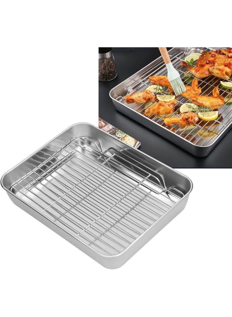 Arabest Stainless Steel Baking Sheet With Rack, Cookie Sheets and Non-stick Cooling Rack, Food Grade Material Baking Pan Tray For Oven, Extra Rectangle Size Baking sheet, Warp Resistant & Non Toxic - Image 1