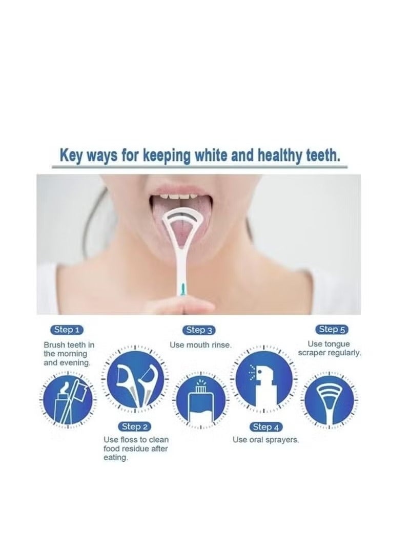 اترجسز atrjsz 2-branch مكشطة اللسان نظافة الفم تنظيف الفم فرشاة التنفس منعش فرشاة العناية بصحة الفم - Image 3