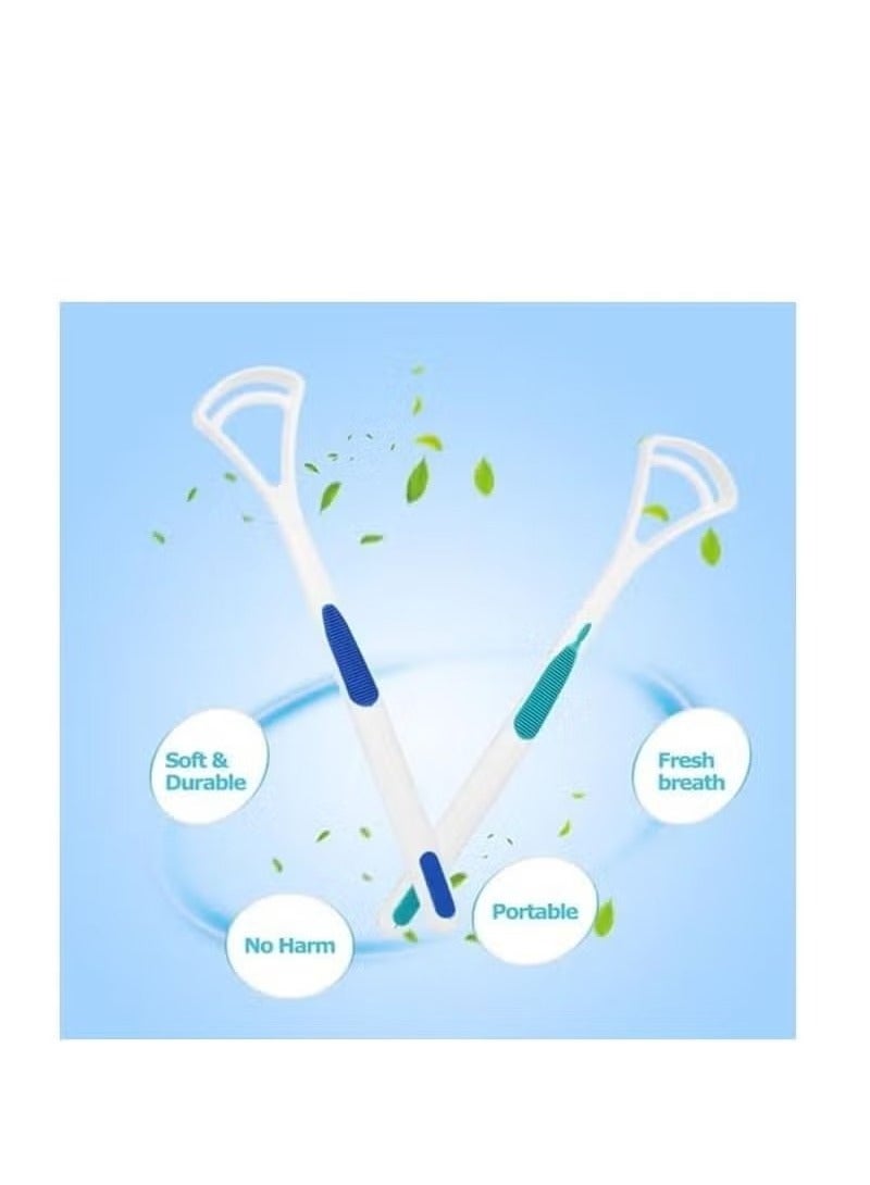 اترجسز atrjsz 2-branch مكشطة اللسان نظافة الفم تنظيف الفم فرشاة التنفس منعش فرشاة العناية بصحة الفم - Image 2