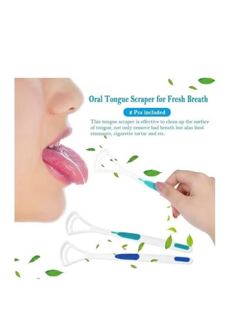 اترجسز atrjsz 2-branch مكشطة اللسان نظافة الفم تنظيف الفم فرشاة التنفس منعش فرشاة العناية بصحة الفم - Image 4