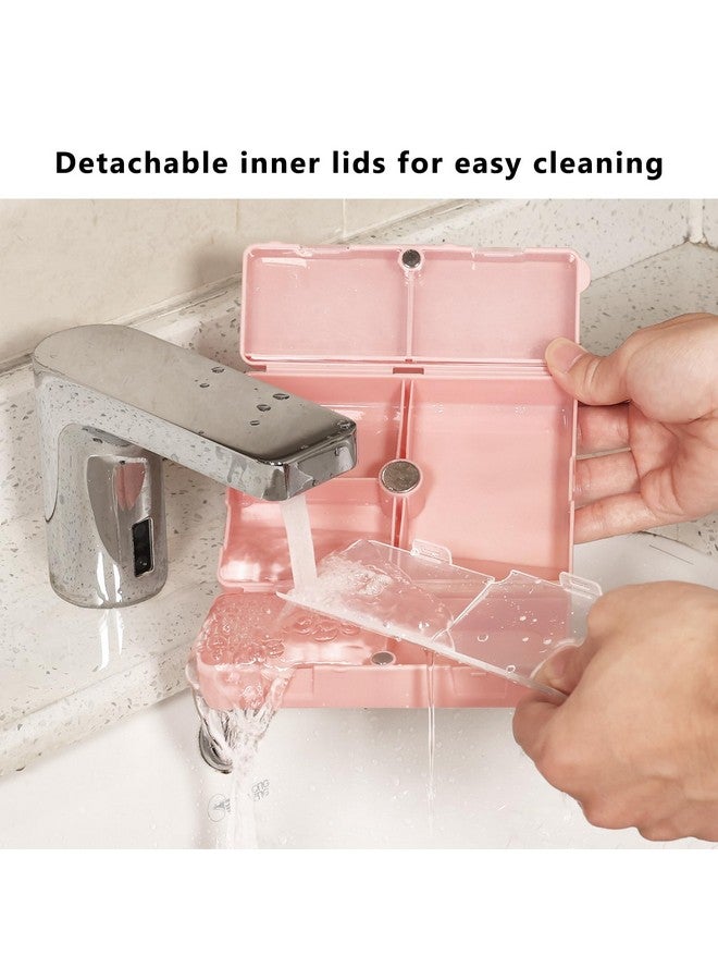 أف واي واي منظم حبوب يومي من FYY، حافظة حبوب سفر محمولة بسبعة أقسام [تصميم قابل للطي] صندوق حبوب لجيب المحفظة لحمل الفيتامينات وزيت كبد سمك القد والمكملات الغذائية والأدوية - لون ذهبي وردي - Image 5