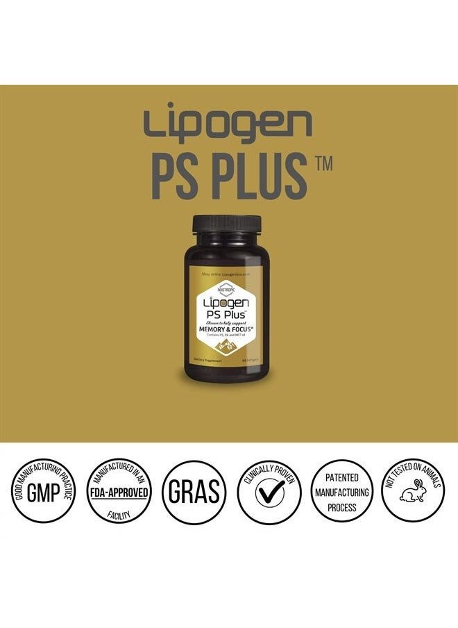 PS Plus - Memory and Focus Supplement for Seniors - Brain Booster Scientifically Formulated to Enhance Brain Health - Memory Supplement. (60 Softgels)