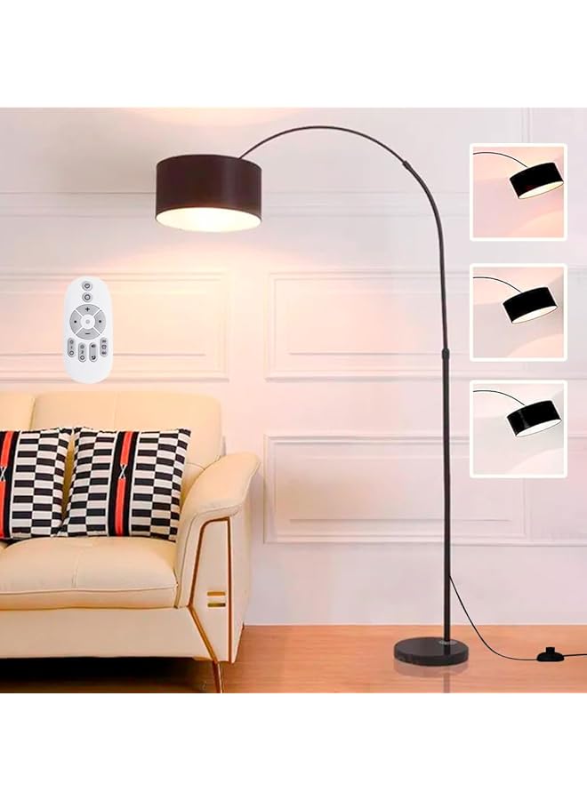 إيروريكس مصابيح أرضية حديثة قابلة للتعتيم مع جهاز تحكم عن بعد بقاعدة رخامية 185 سم مصابيح أرضية قائمة لغرفة المعيشة وغرفة النوم والمكتب وارتفاع ورأس قابل للتعديل بـ 3 درجات حرارة ألوان 12 وات أسود - Image 1