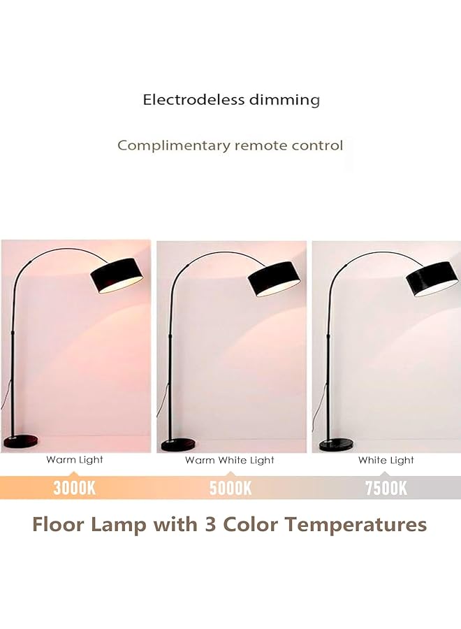 إيروريكس مصابيح أرضية حديثة قابلة للتعتيم مع جهاز تحكم عن بعد بقاعدة رخامية 185 سم مصابيح أرضية قائمة لغرفة المعيشة وغرفة النوم والمكتب وارتفاع ورأس قابل للتعديل بـ 3 درجات حرارة ألوان 12 وات أسود - Image 5