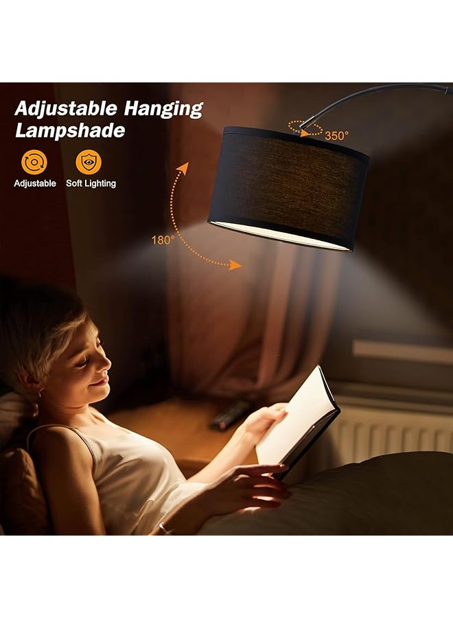 إيروريكس مصابيح أرضية حديثة قابلة للتعتيم مع جهاز تحكم عن بعد بقاعدة رخامية 185 سم مصابيح أرضية قائمة لغرفة المعيشة وغرفة النوم والمكتب وارتفاع ورأس قابل للتعديل بـ 3 درجات حرارة ألوان 12 وات أسود - Image 3