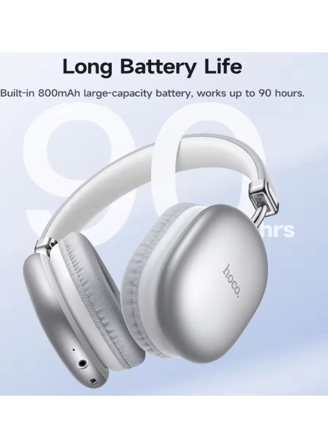 هوكو سماعات رأس W35 Max لاسلكية بتقنية البلوتوث 5.3 مع مشغل 40 مم وسماعات أذن رياضية فوق الأذن وبطارية 800 مللي أمبير في الساعة مع ميكروفون وسماعات أذن هاي فاي - Image 4