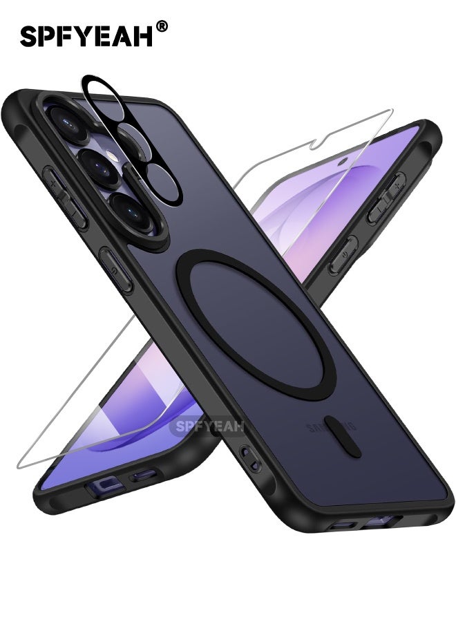 SPFYEAH [3-in-1] Samsung Galaxy S26 Case with Screen Protector & Camera Lens Protector, [MagSafe Compatible] [Frosted Translucent] Slim Shockproof Durable Magnetic Case for Samsung Galaxy S26 6.3 inch