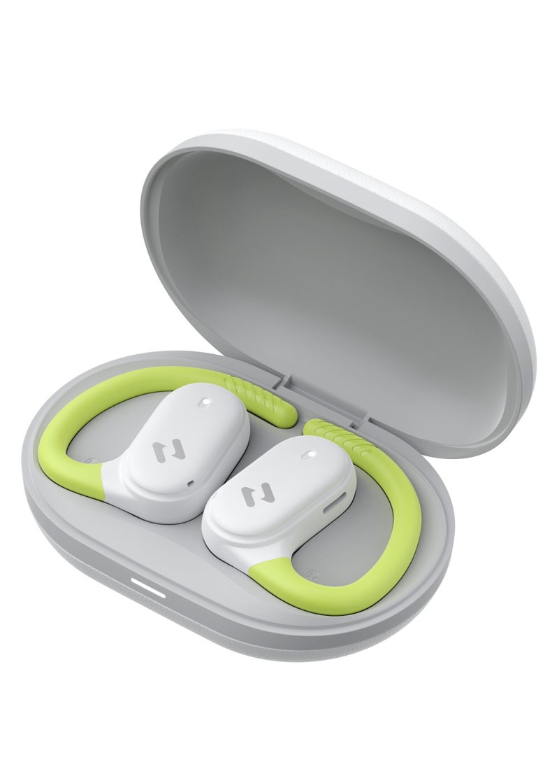 havit Open-Ear Wireless Earbuds with 64H Playtime, 8.5H Single Charge, Bluetooth 5.4, Dual ENC Mics for Clear Calls, 14.2mm Drivers, IPX5 Waterproof, Type-C Charging, Hall Switch Auto Pairing, Lightweight Secure Fit for Workouts, Travel, Music, and More (Green/White)  - Image 2