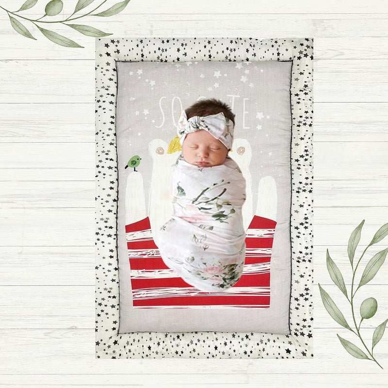 NEW COMERS Newborn Baby Pom Pom Cotton Baby Bed Cushioned Sleeping Mat for Baby Cradle Bed GodariGodadiCrib Sheet for Kids Multipurpose Soft Mattress Washer Safe Changing Mat 50 X 75 cm 157