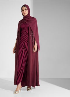 hayas closet Ruched Flared Sleeve Abaya  - Image 1