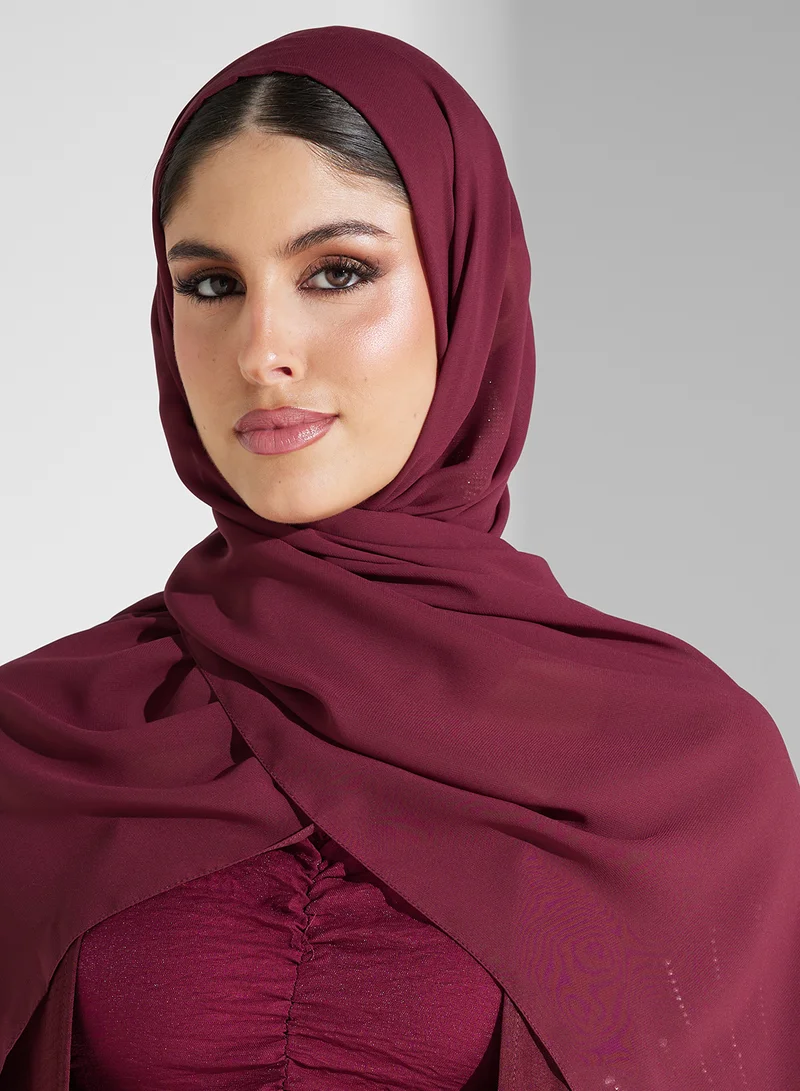 hayas closet Embellished Ruched Abaya with Sheila