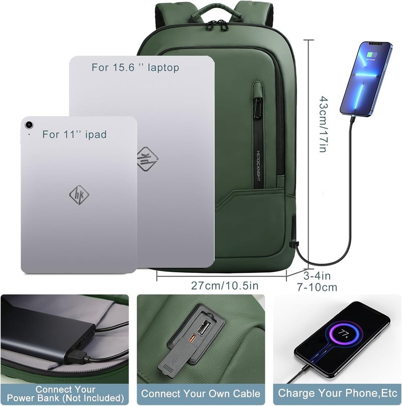 HK Backpack for Men Business Slim Backpack with USB Charger Computer Lightweight Anti-theft Travel - Image 2