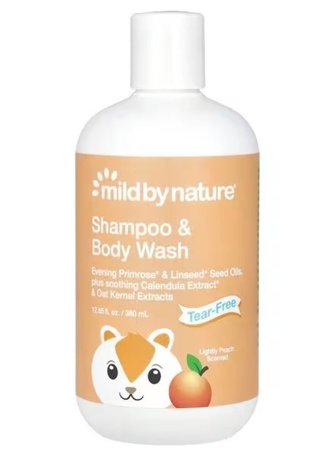 mild by Nature Tear Free Shampoo & Body Wash Peach 380 ml - Image 1