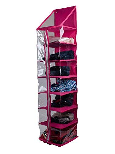 JMD Plastic Hanging Cloth Organizer(48-inch, Pink) - Image 2