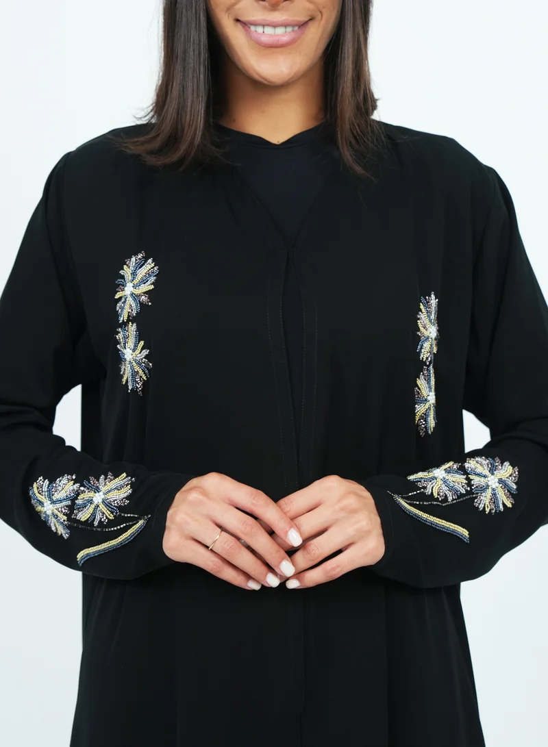 روزيت عباية عباية مزخرفة بتطريز يدوي وقصة فرنسية